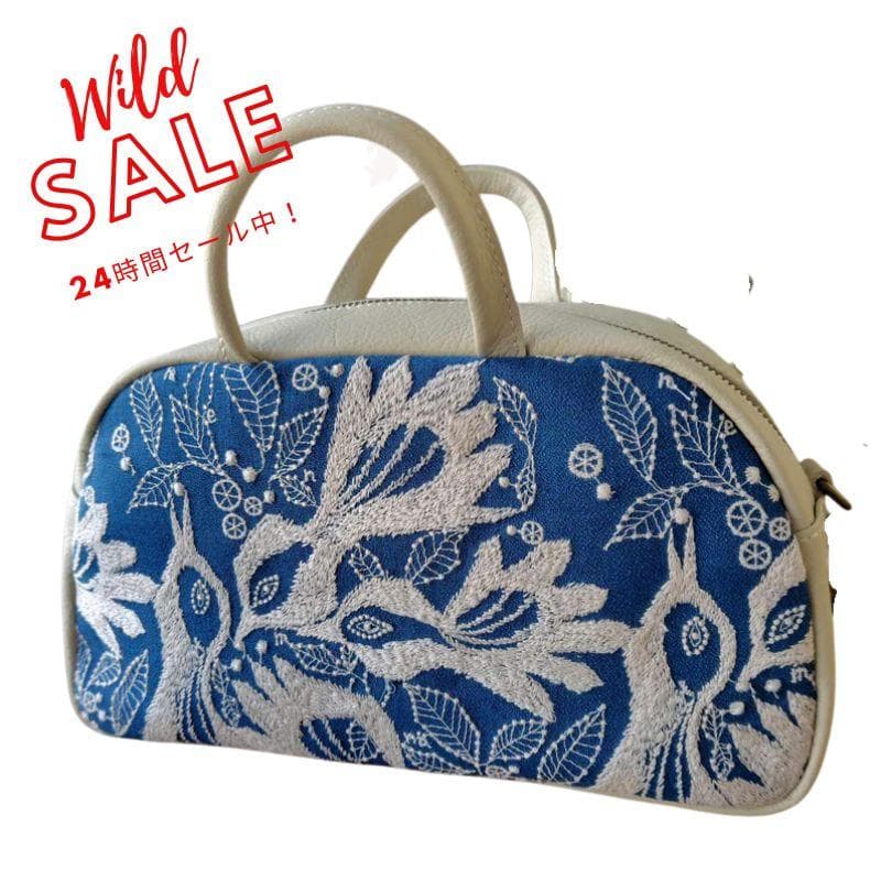 【SALE】ミナペルホネン/carnival カーニバルブルー/ラウンドボストン