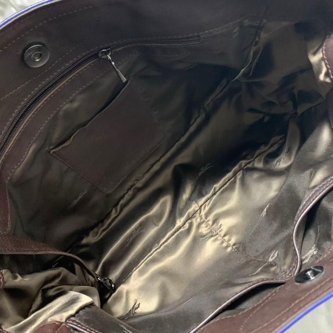 美品 ロンシャン ビジネスバッグ 2way 斜めがけ レザー ブルー