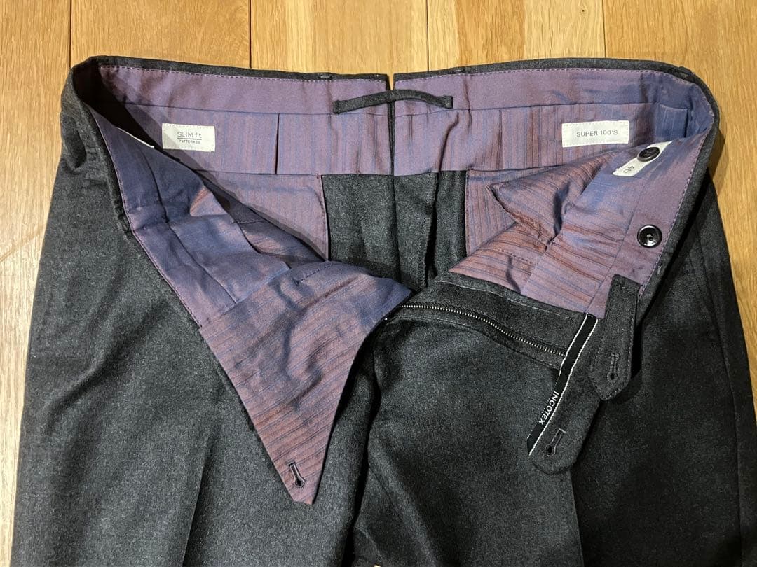 超美品！INCOTEX 1NT035 S100's SLIMFITウールパンツ②