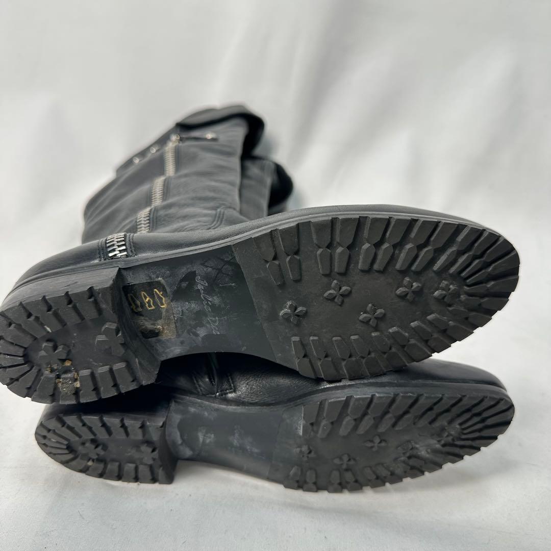 Y2K Archive 本革 ベルト ライダース ニーハイ ブーツ ブラック