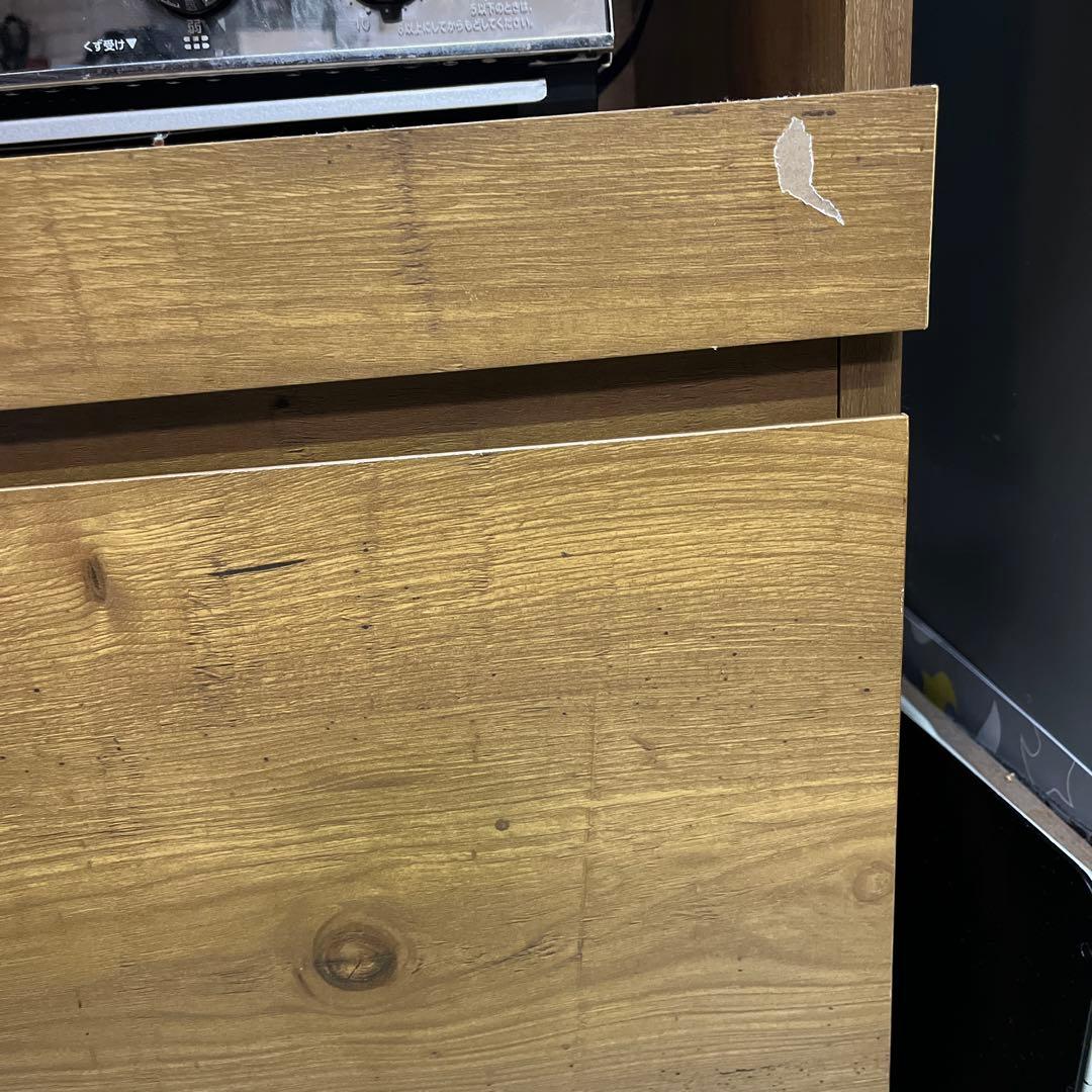 送料込　モダンデコ食器棚 カップボード　木目　ナチュラル　北欧　キッチン収納