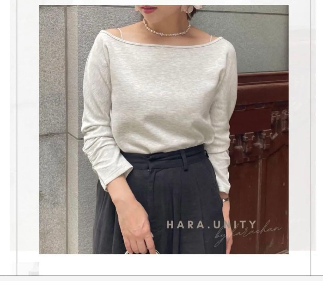 UnieヘルシーネックロングTシャツMホワイト&グレー2枚セット