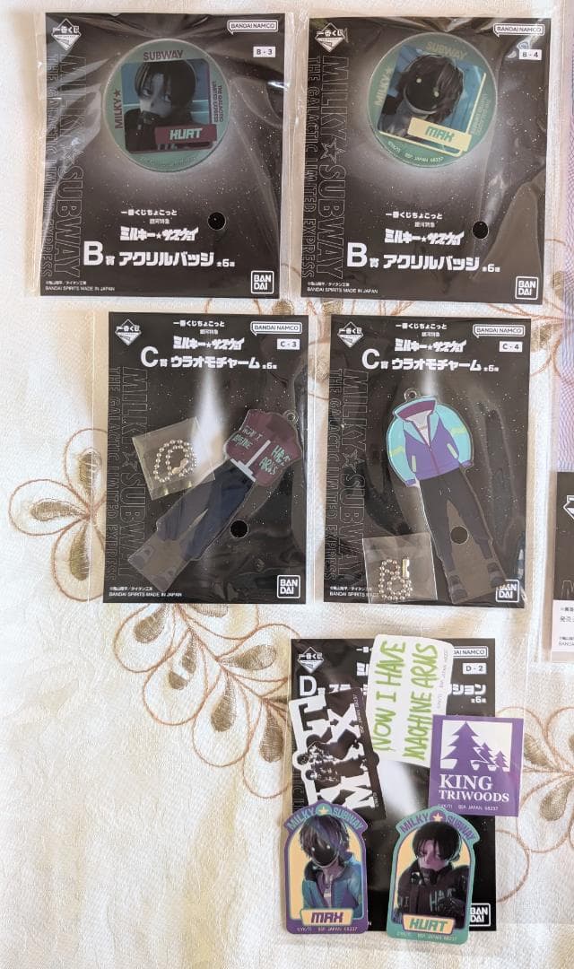 ミルキーサブウェイ1特典 カート&マックス アクスタ 缶バッジ カードステッカー