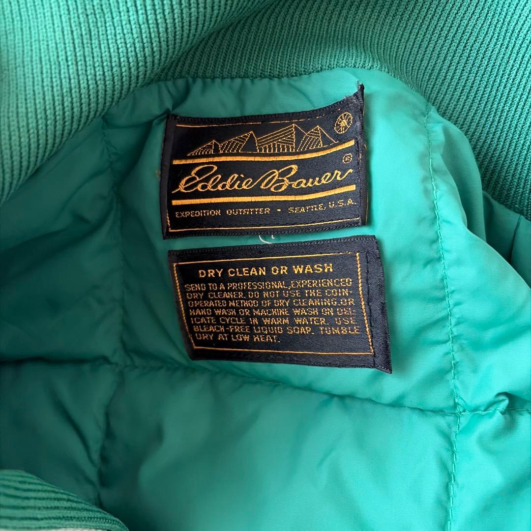 古着 80s Eddie Bauer ダウン ハーフジッププルオーバー 黒タグ