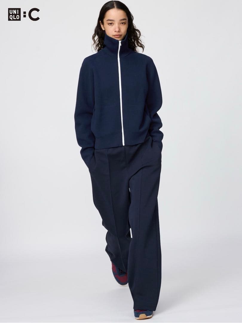 ❤️ユニクロC ミラノリブフルジップカーディガン ◼️ ネイビー ◼️ XL