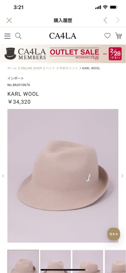 Millbauer ベージュ ウールフェルトハット　CA4LA購入