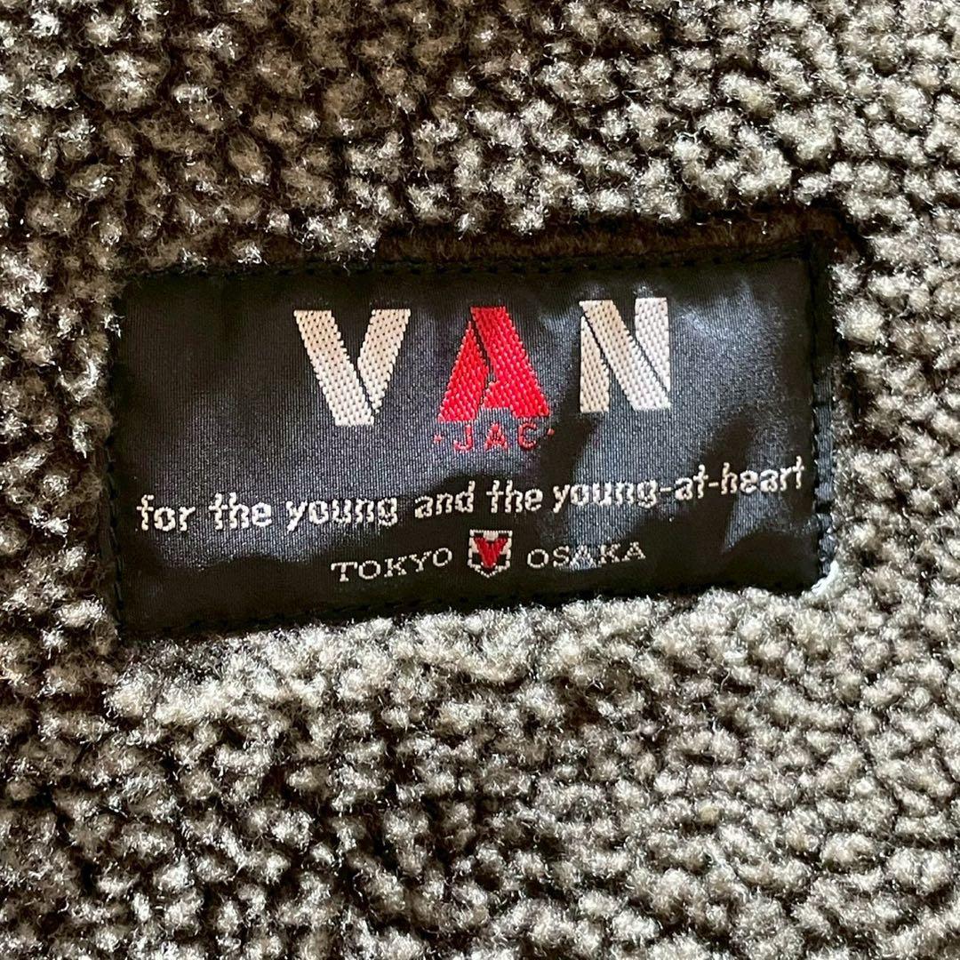 美品■ヴァンヂャケット　ランチコート　スウェード　ボア　くるみボタン　黒　L