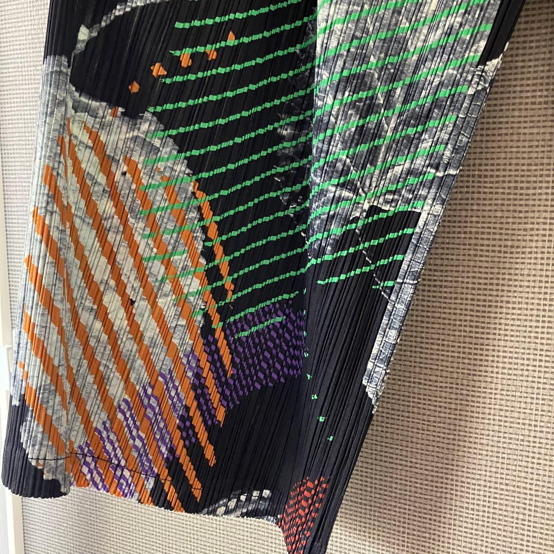 希少　極美品　プリーツプリーズ　マルチカラー　ワイドパンツ　ガウチョパンツ　2