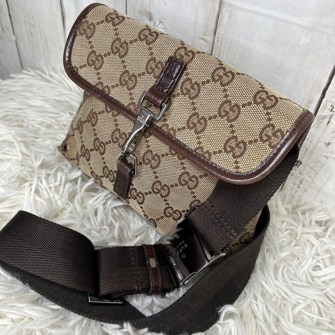 GUCCI GGキャンバス ジャッキー ウエストバッグ ボディーバッグ　茶色