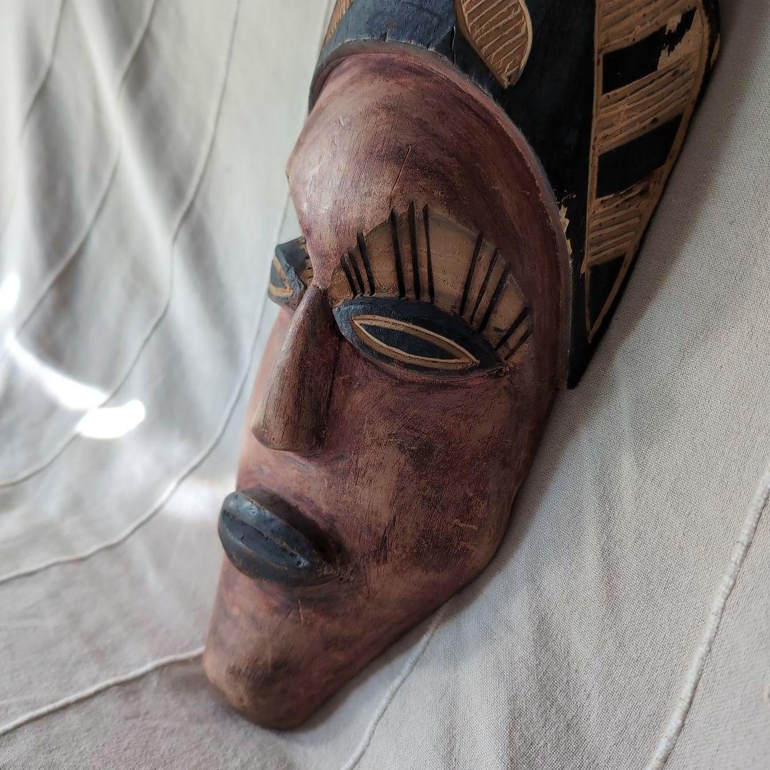 アフリカンマスク 仮面 木製 彫刻 約30cm ヴィンテージ アンティーク