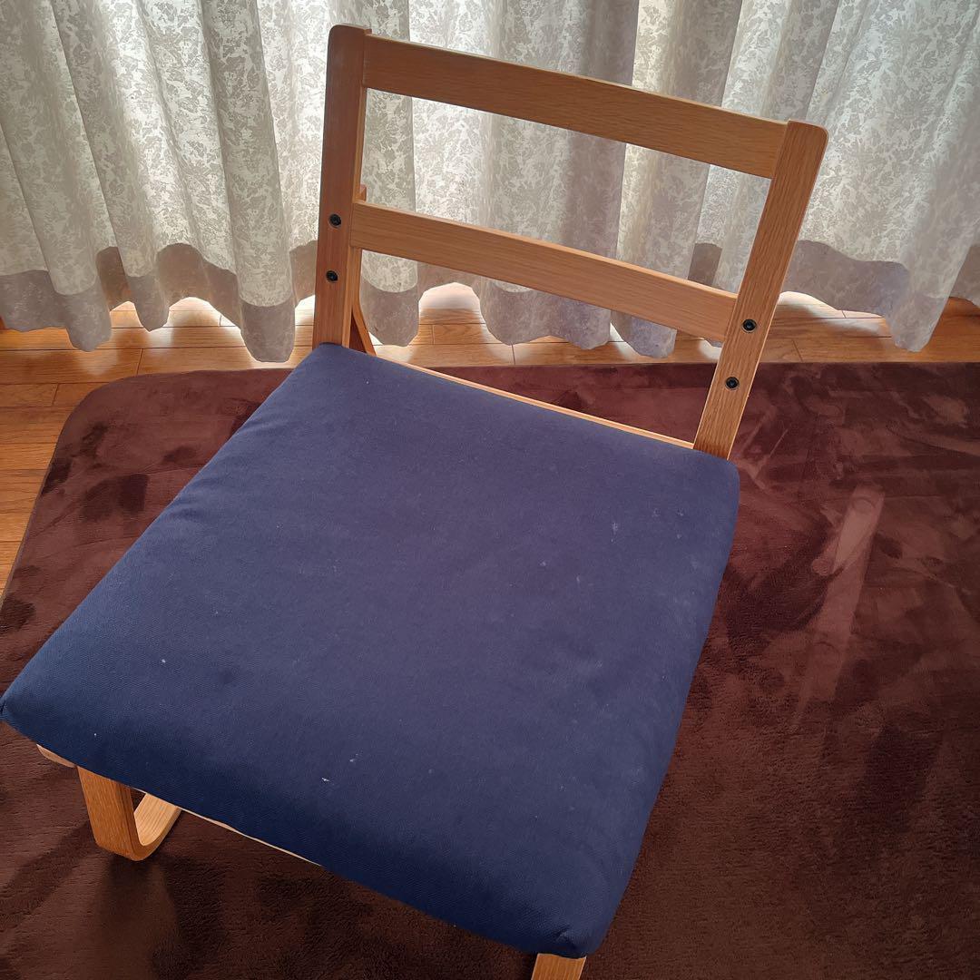 美品】無印良品　リビングでもダイニングでもつかえるソファチェア ブルー ①