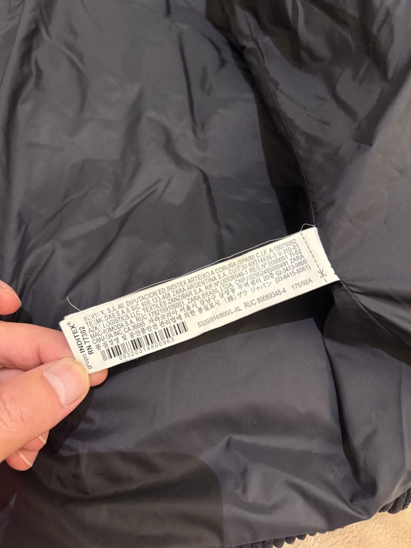 【Chfhrto1】ZARA コーデュロイ ダウンジャケット ブラック