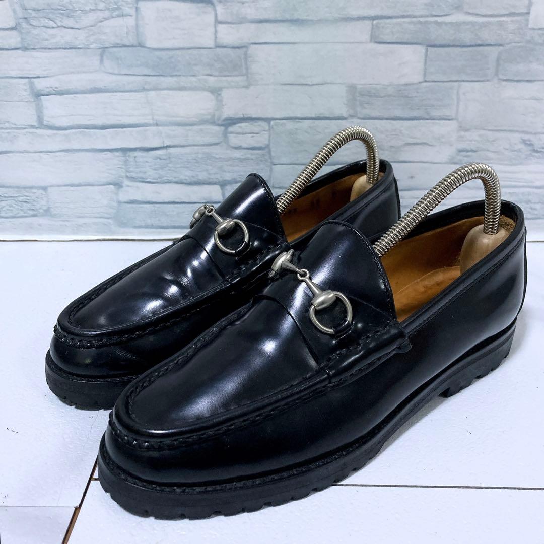 GUCCI グッチ ホースビットローファー 23 コマンドソール 本革 黒 防滑