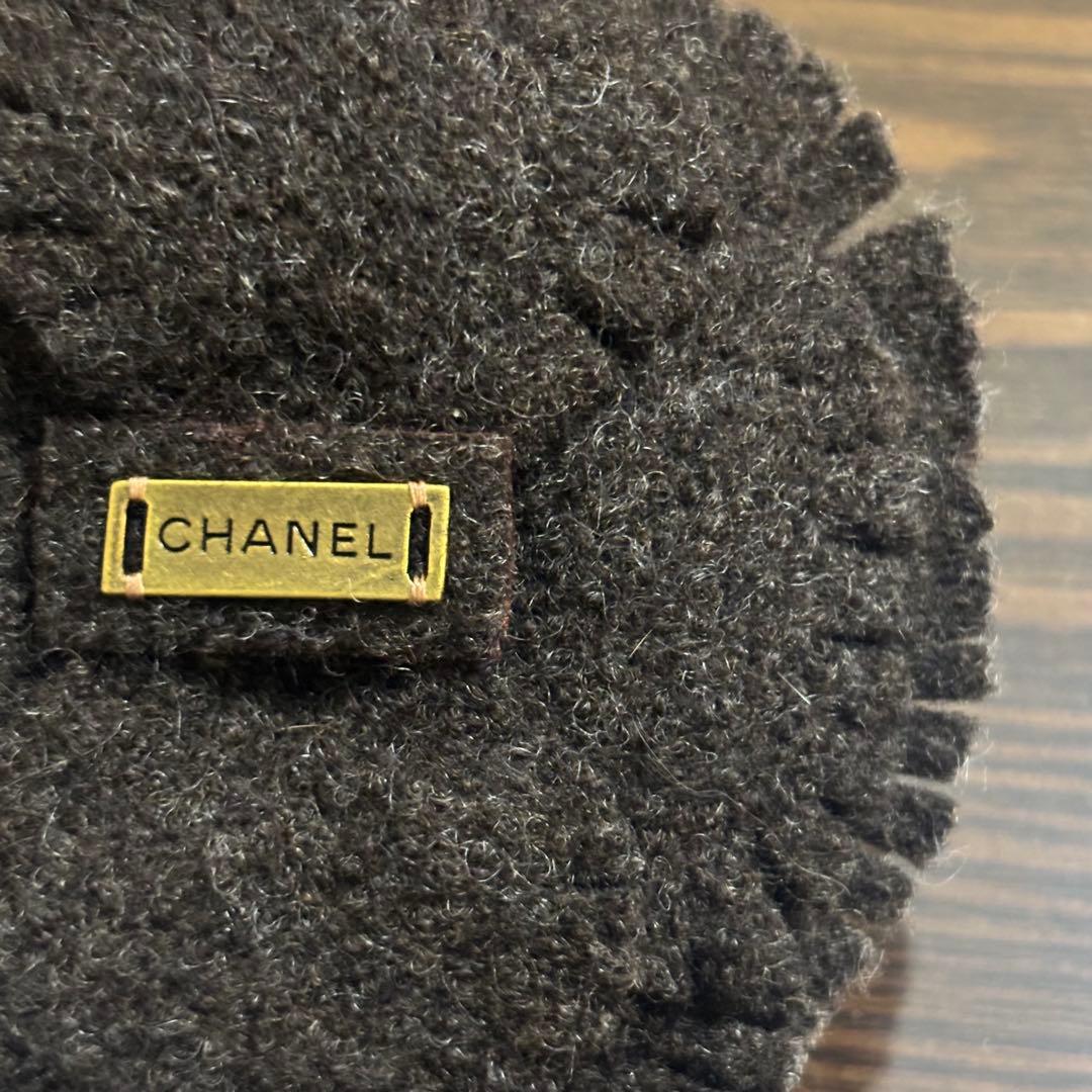 ［特大　10cm］希少　シャネル　フェルト　カメリア　ロゴプレート　ブローチ