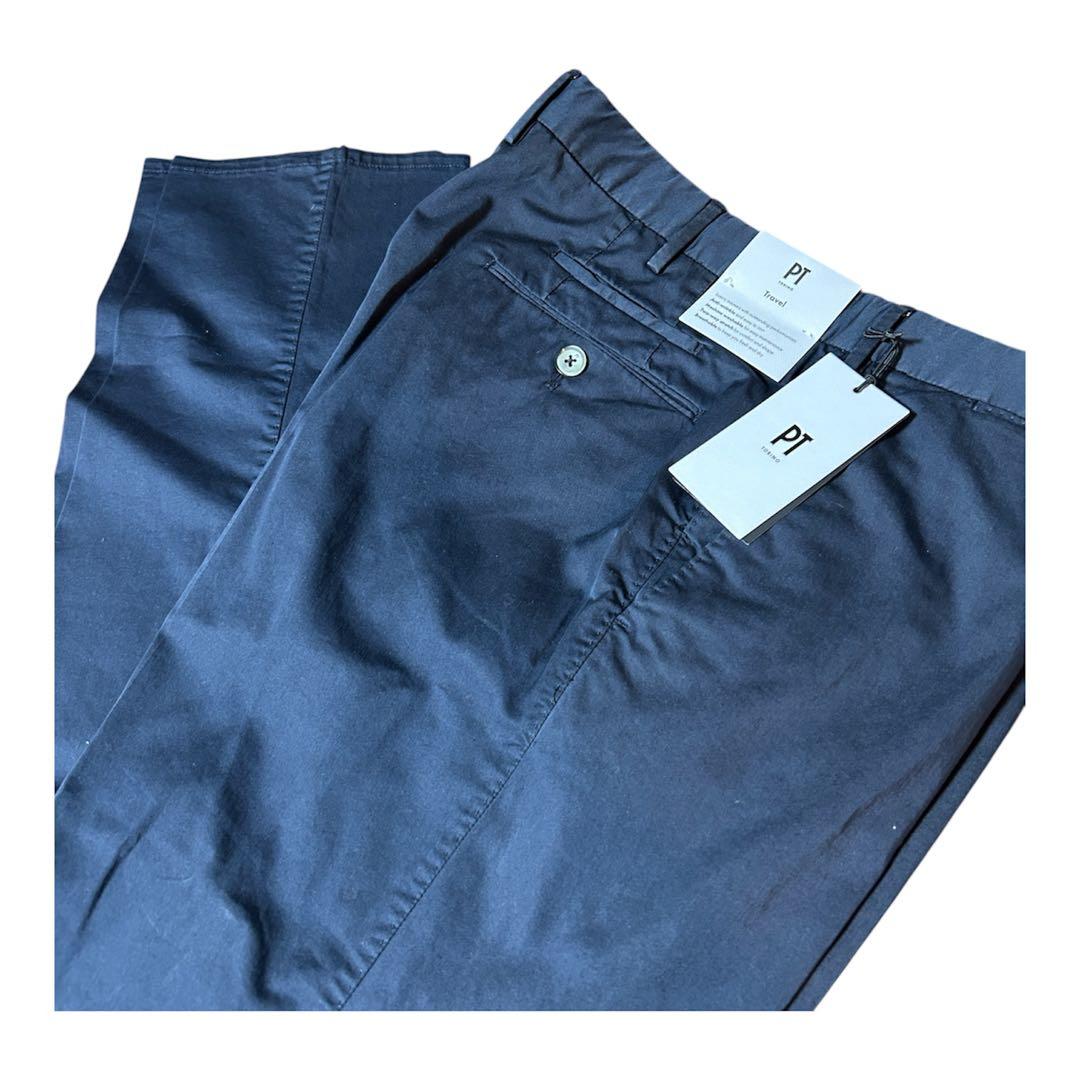 新品 PT TORINO Travel 52 ストレッチ ネイビー スラックス