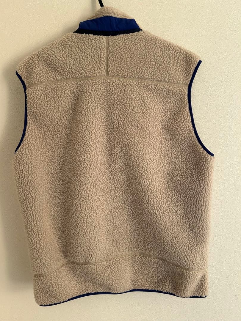 patagonia フリースベスト ベージュ/ブルー