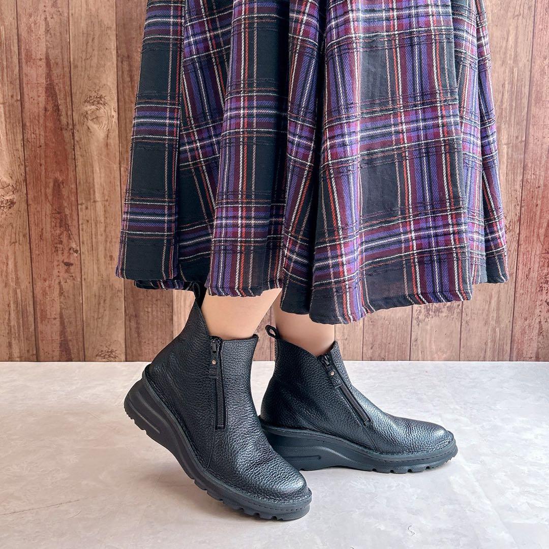 ✨新品✨ＪＳハートレーベル 本革 サイドジップ コンフォートブーツ 幅広 日本製