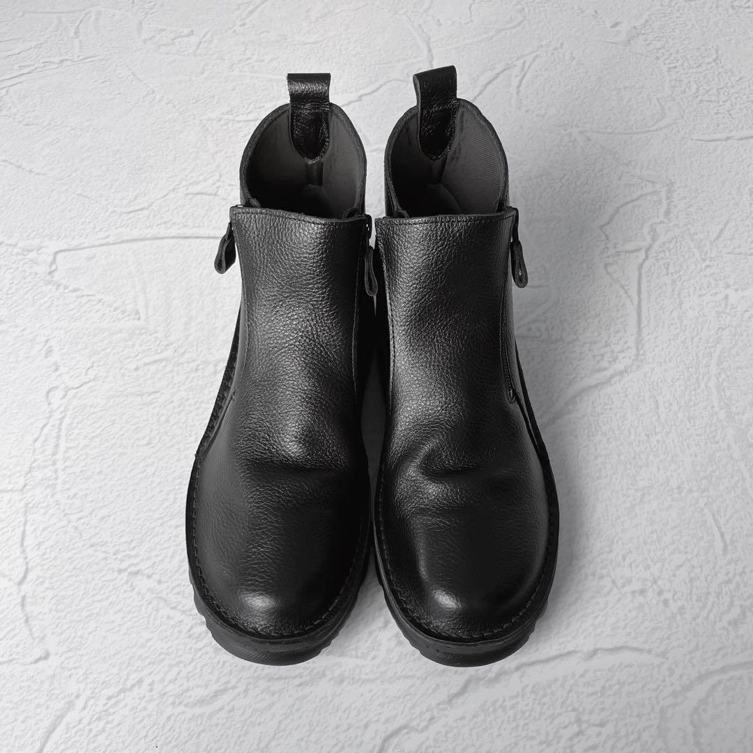 ✨新品✨ＪＳハートレーベル 本革 サイドジップ コンフォートブーツ 幅広 日本製