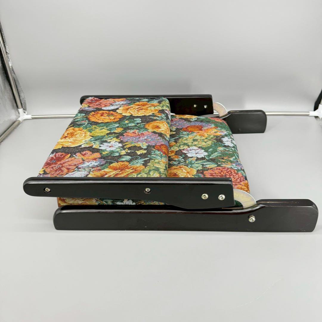 座椅子　折りたたみ　4個セット　昭和　レトロ　天然木　本格　花柄　総柄　木製