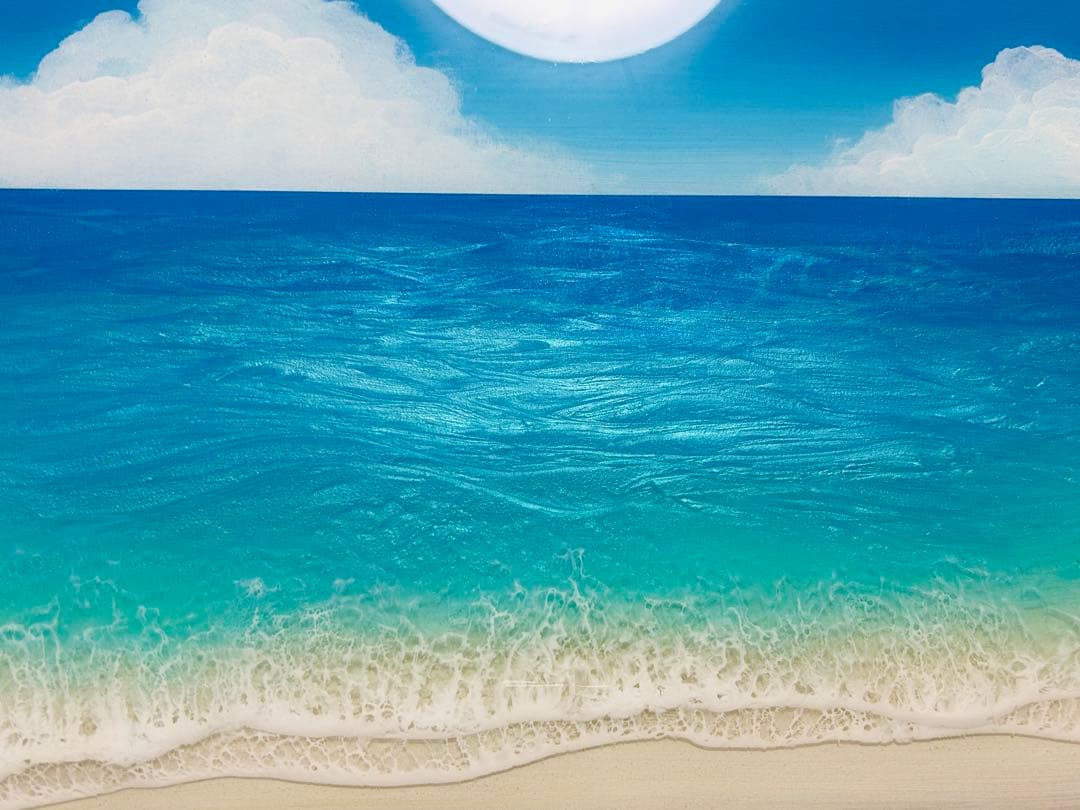 2025蓄光入りオーシャンレジンアート(A3パネル)No.13