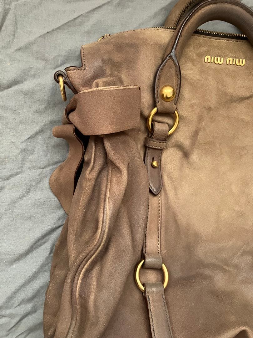 MIUMIU ミュウミュウ リボン レザー ショルダーバッグ 2way ヌバック