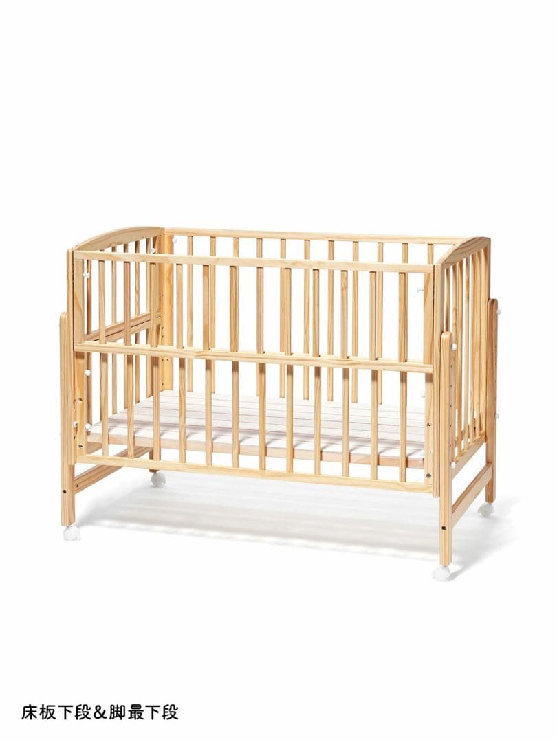 nommoc 木製　Wオープンハイタイプベビーベッド キャスター付き