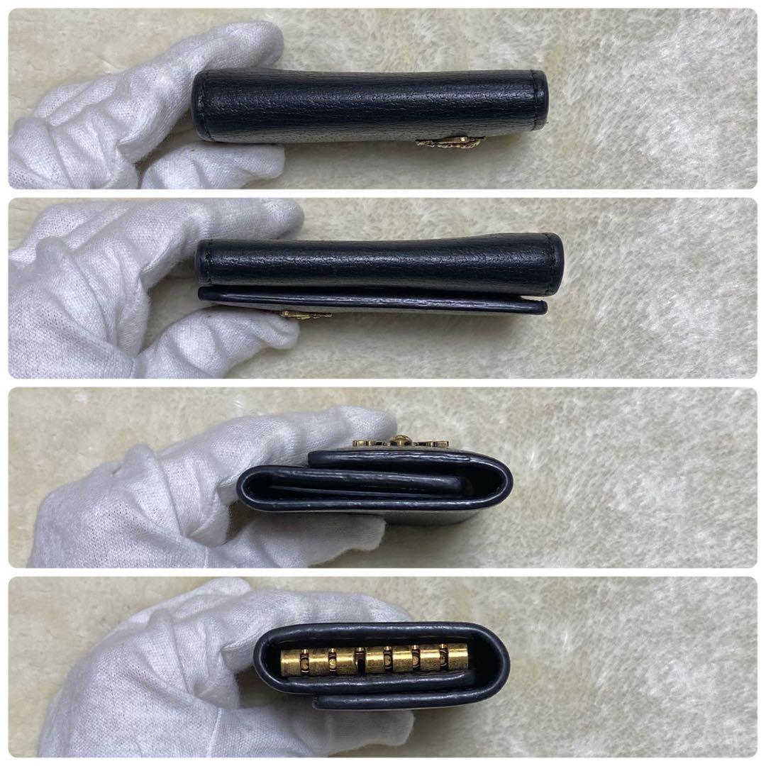 新品級✨グッチ　キーケース　アニマリエ　蜂　ビー　黒レザー　ゴールド金具