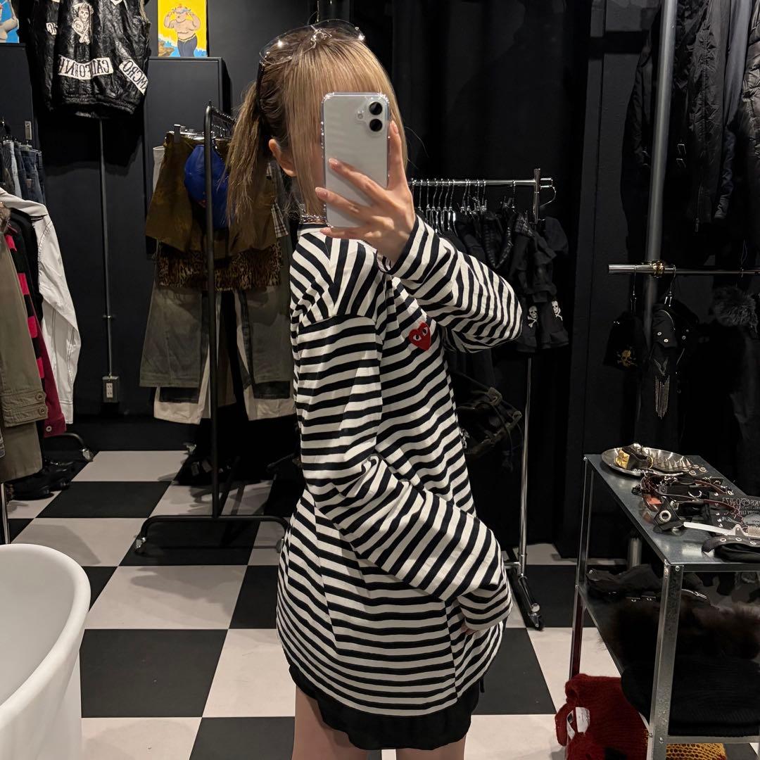 コムデギャルソン　プレイ　play ボーダー　ロンT ワッペン　長袖