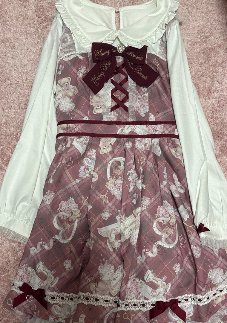 lizlisa sewing bear 柄 ワンピース レッド 赤