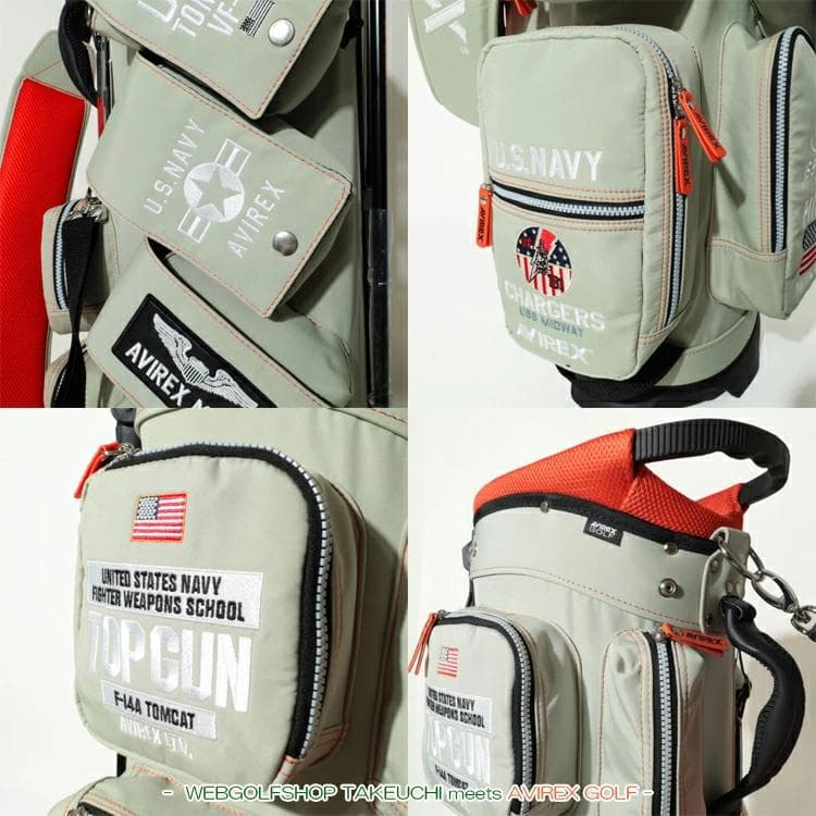 新品 AVIREX アヴィレックスゴルフ スタンド キャディバッグ モスグリーン