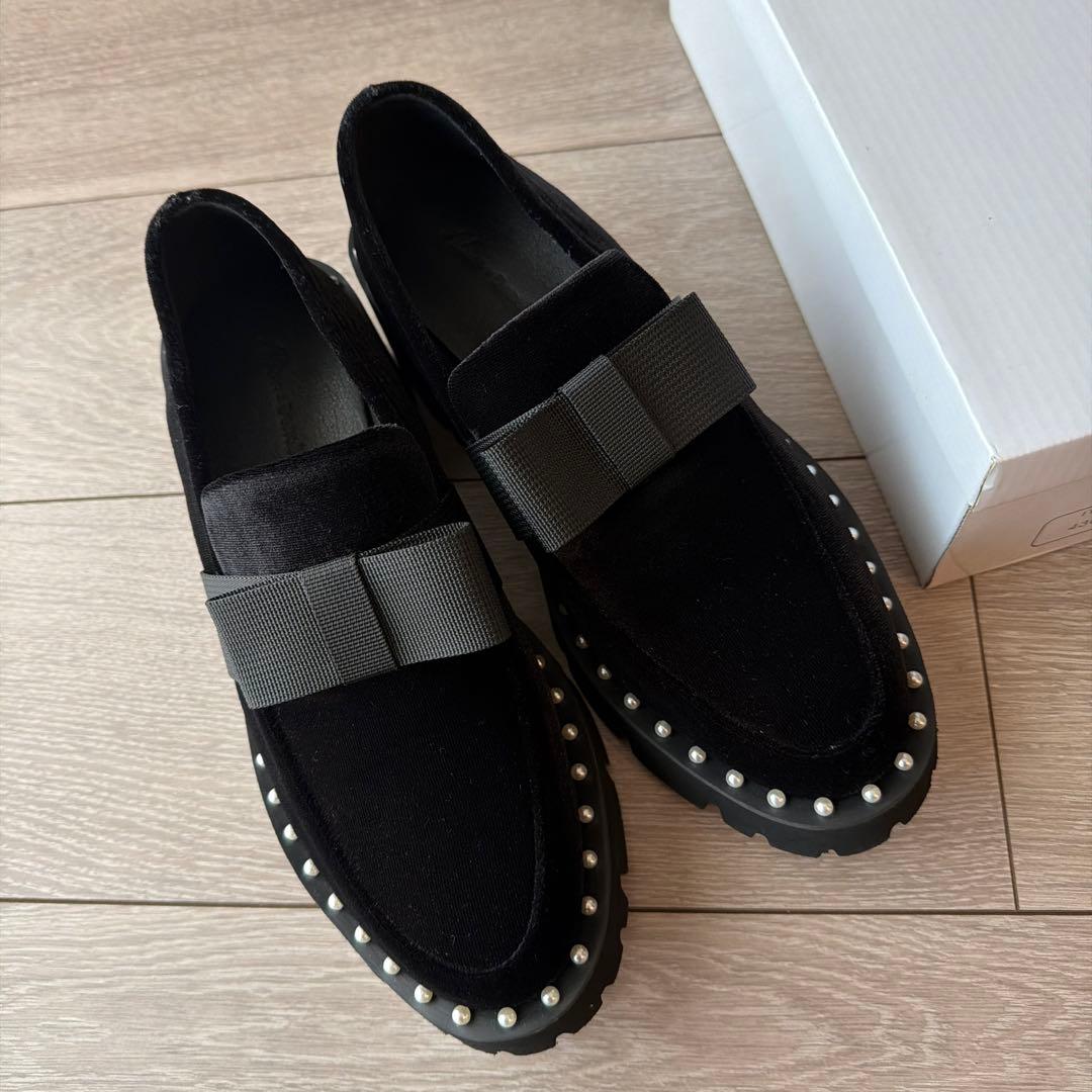 完売品 Akiron x Donoban パールリボンローファー M ベロア