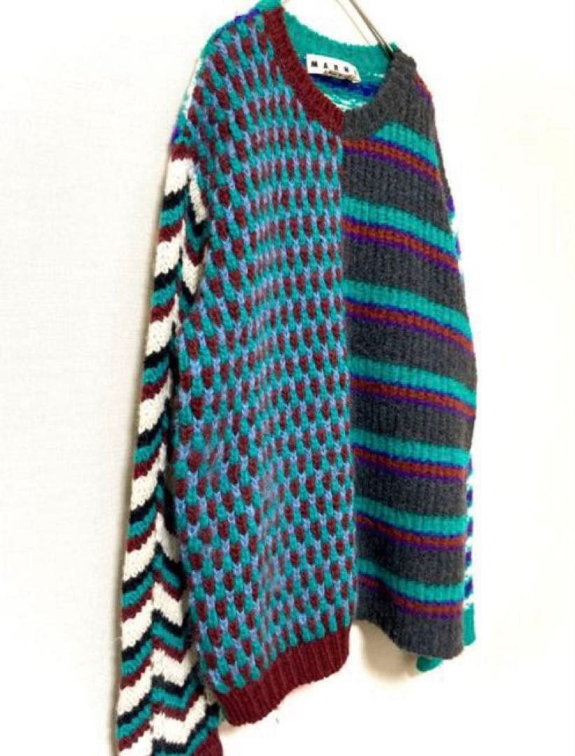 極美品 マルニ marni マルチボーダー　ウールニット　メンズ　48
