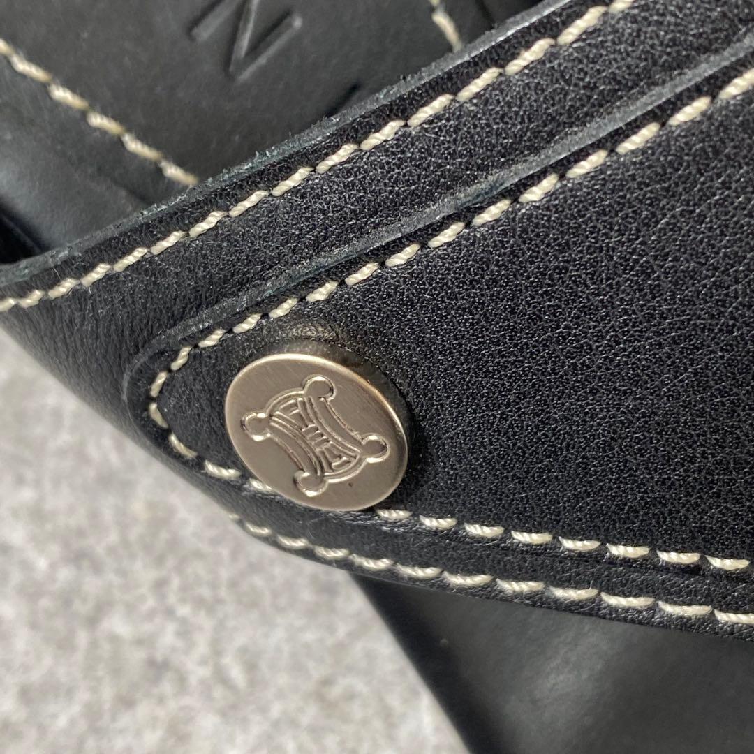 美品　CELINE セリーヌ　サンダル　フラット　ブラック 黒　レザー 25cm