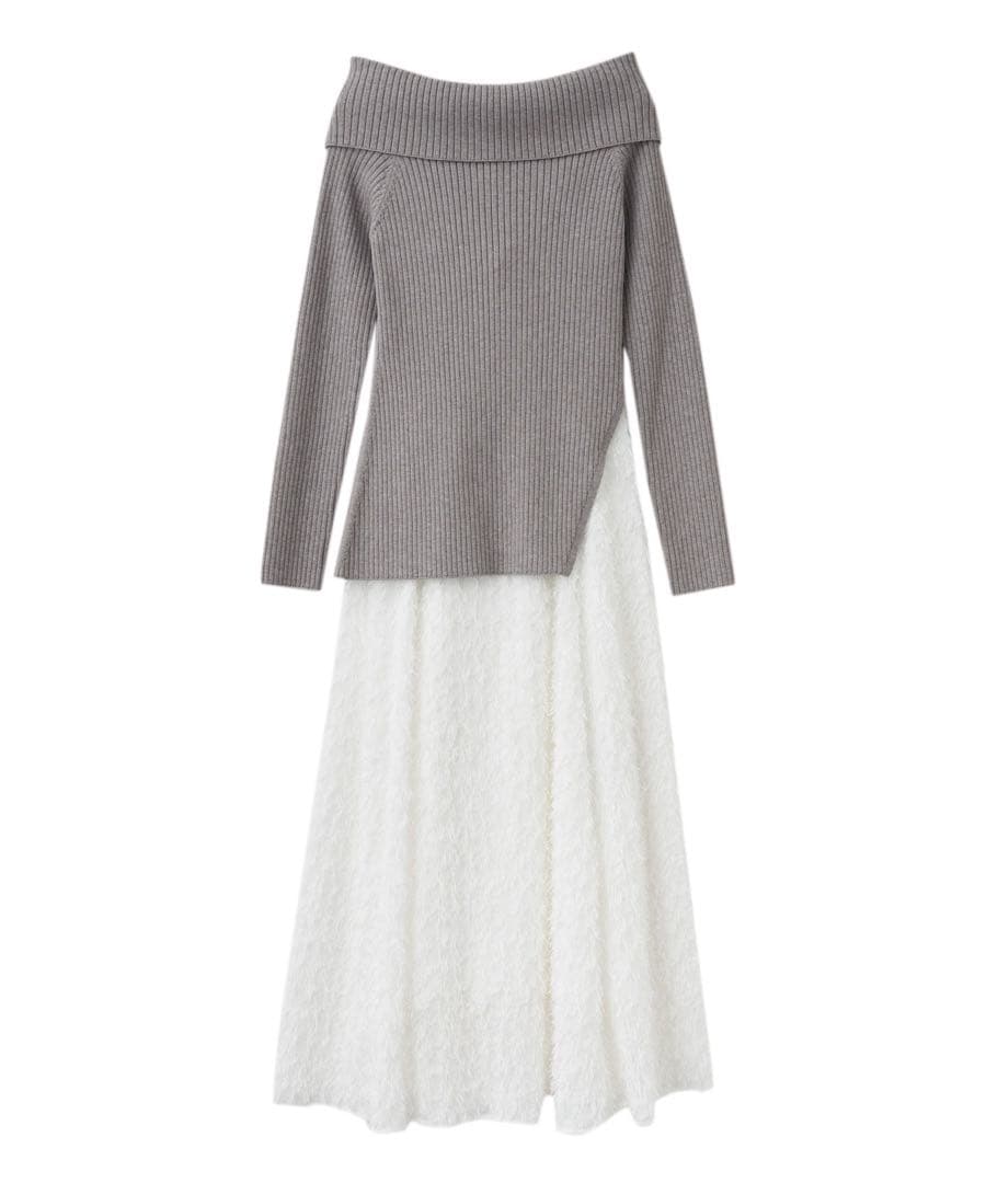 COCO DEAL オフショルスリットニット×キャミワンピース