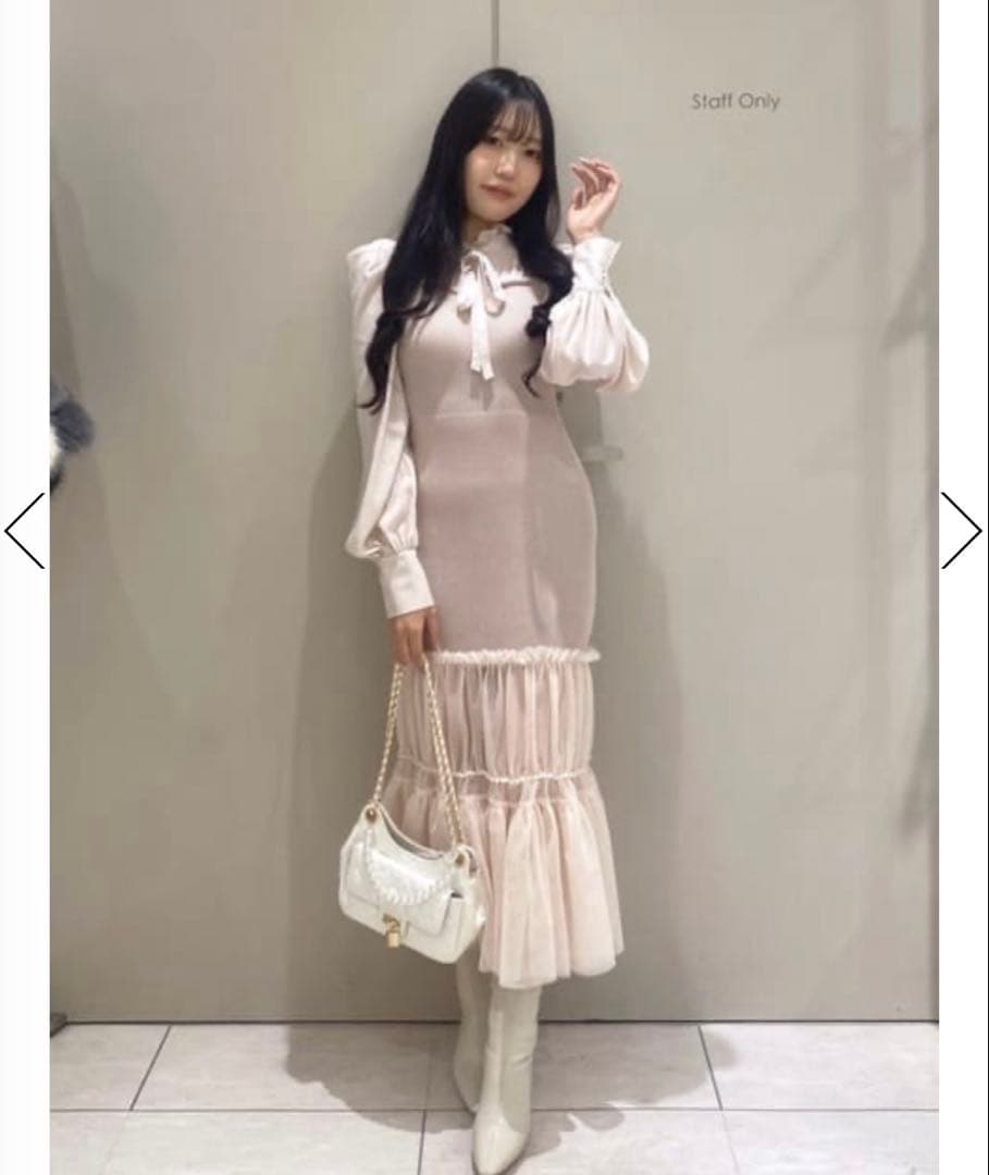 rienda チュールドッキングニットマーメイドワンピース ライトピンク F