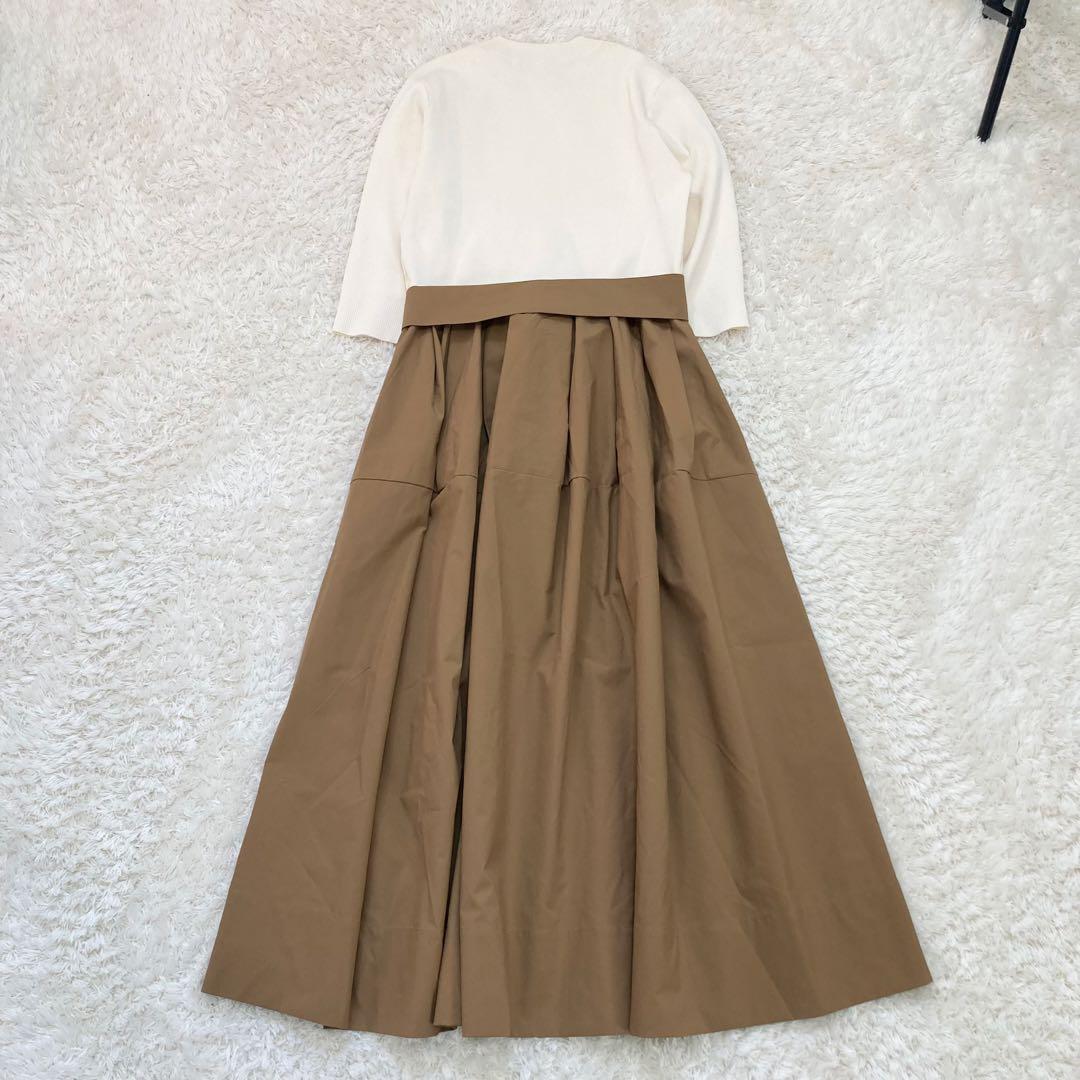 極美品✨ESTNATION ウエストリボンコンビニットワンピース