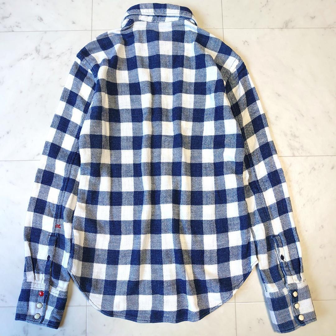 R by 45rpm インディゴ染め チェック R刺繍 長袖シャツ 1 コットン