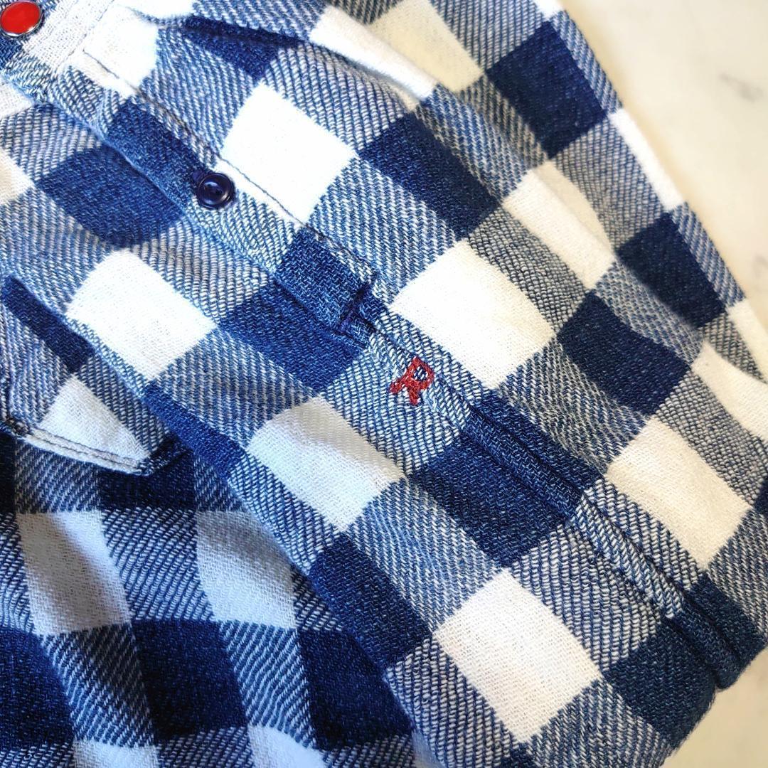 R by 45rpm インディゴ染め チェック R刺繍 長袖シャツ 1 コットン