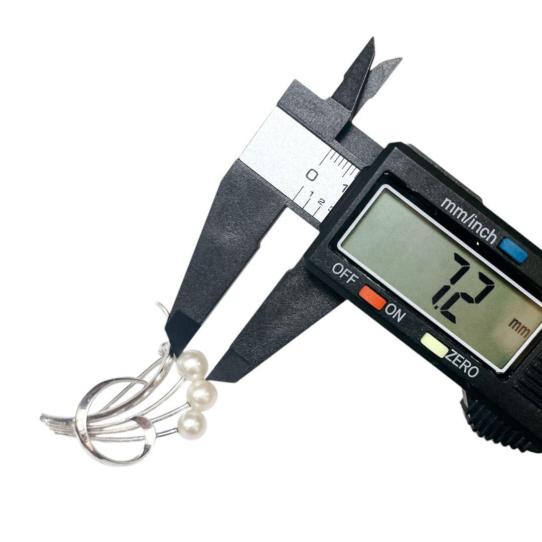 【極美品】MIKIMOTO パールブローチ あこや真珠 3珠 刻印あり