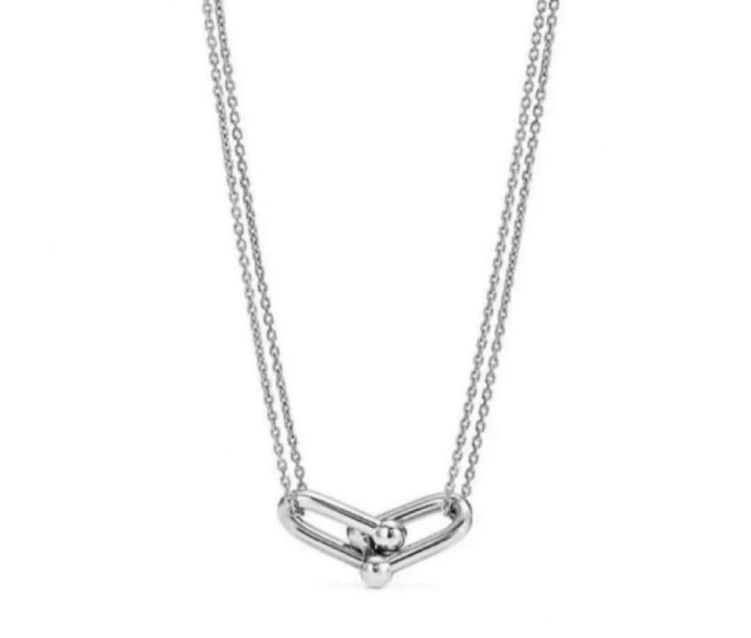 ★ダブルリングネックレス　レディースメンズ　オシャレ　綺麗