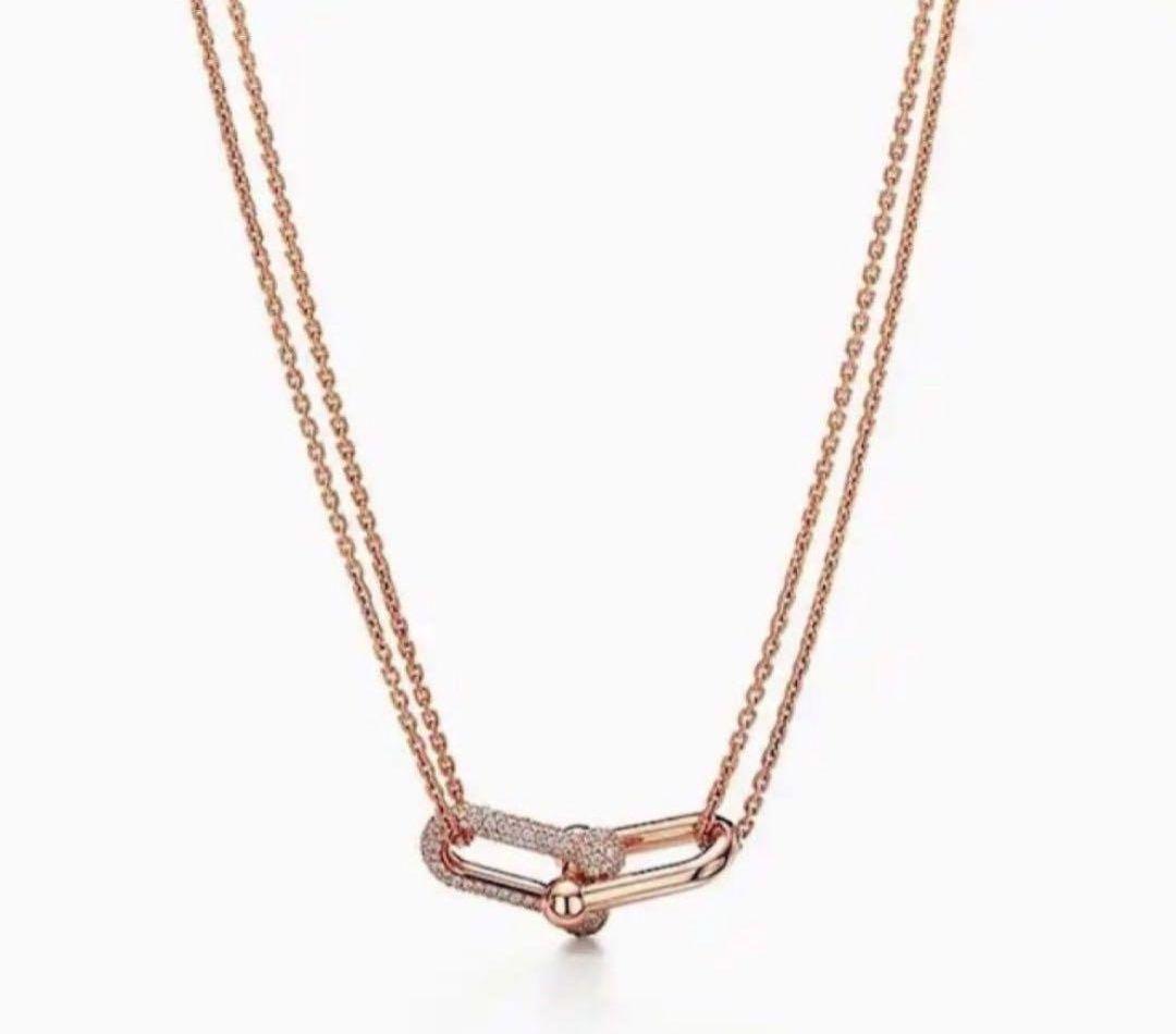 ★ダブルリングネックレス　レディースメンズ　オシャレ　綺麗