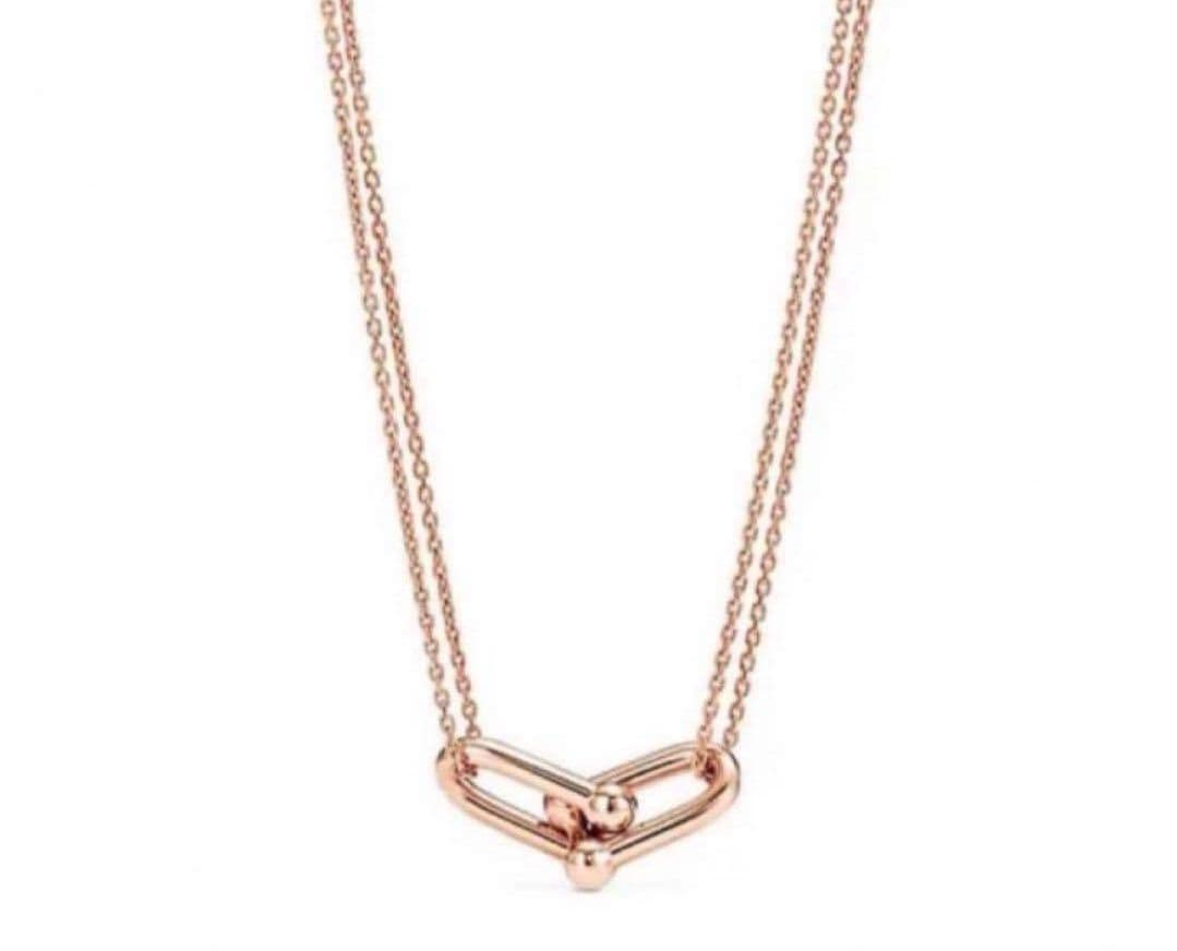 ★ダブルリングネックレス　レディースメンズ　オシャレ　綺麗