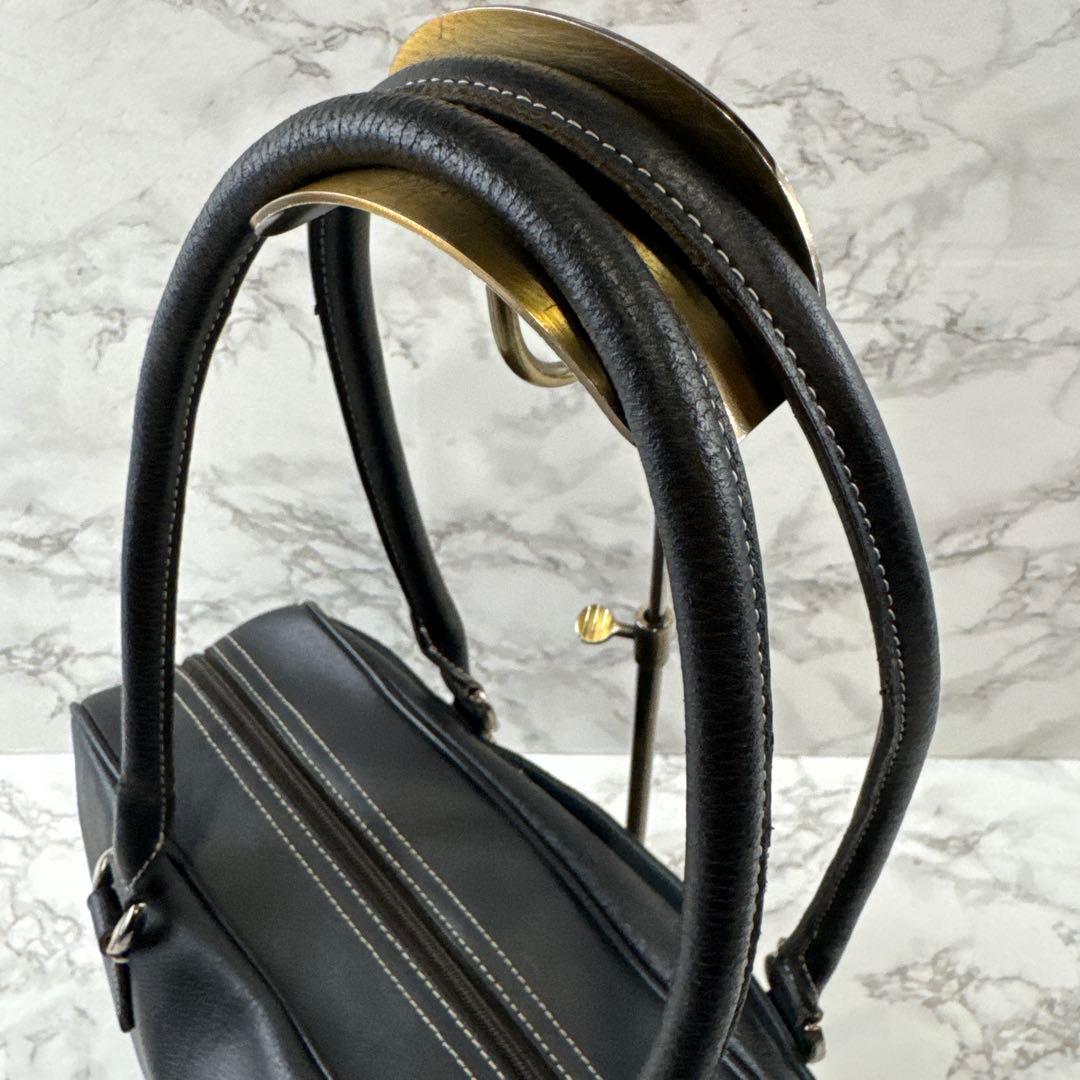 HAMANO ハマノ 本革 オイルドレザー セミショルダー ハンドバッグ 黒