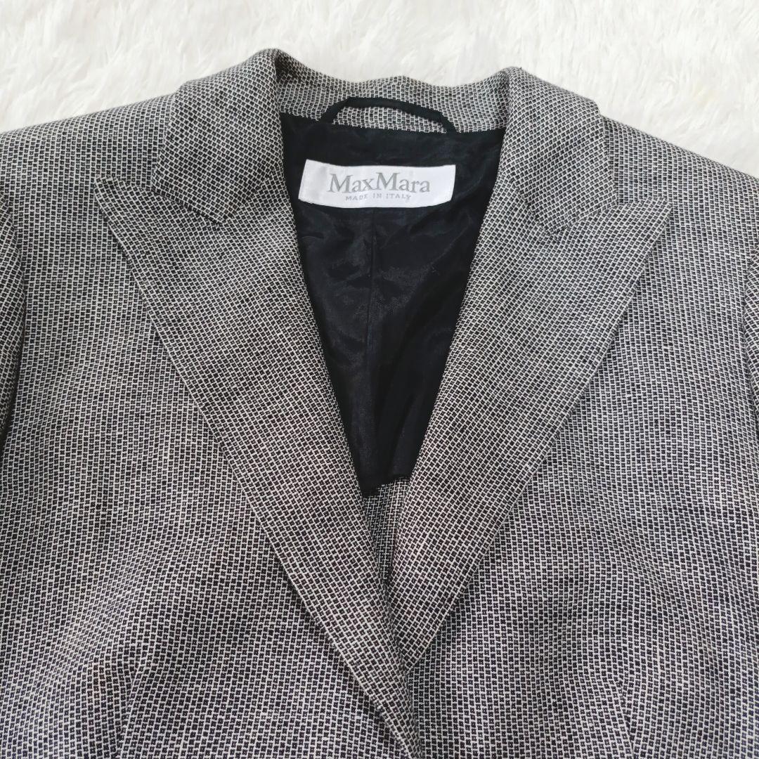 マックスマーラ 白タグ ツイート スカートスーツ リネン セットアップ 格子