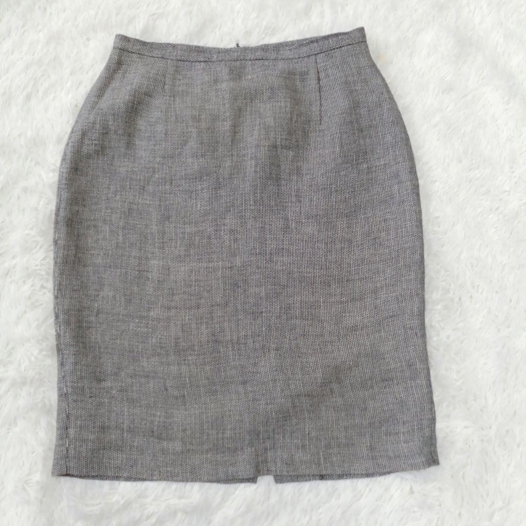 マックスマーラ 白タグ ツイート スカートスーツ リネン セットアップ 格子