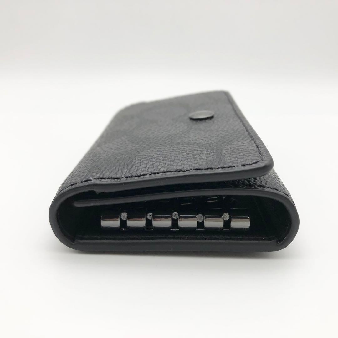 COACH ★大人気★ 5リング キーケース シグネチャー チャコール 新品