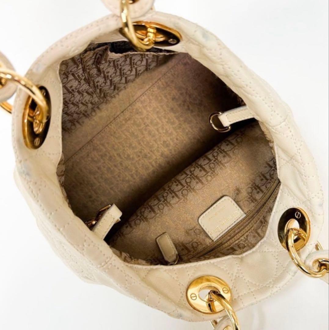 美品クリスチャンディオール　レディディオール カナージュ ハンドバッグ レザー