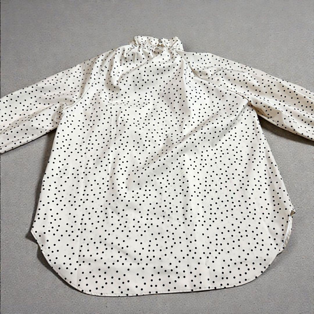 未使用 ドレステリア スタンドカラー ドットブラウス フリル ボウタイ リボン