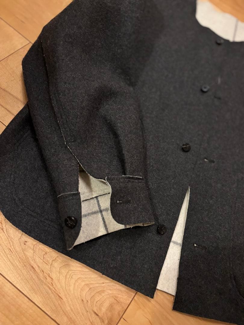 極美品 ETHOSENS エトセンス　ウールメルトン ジャケット　ダークグレー