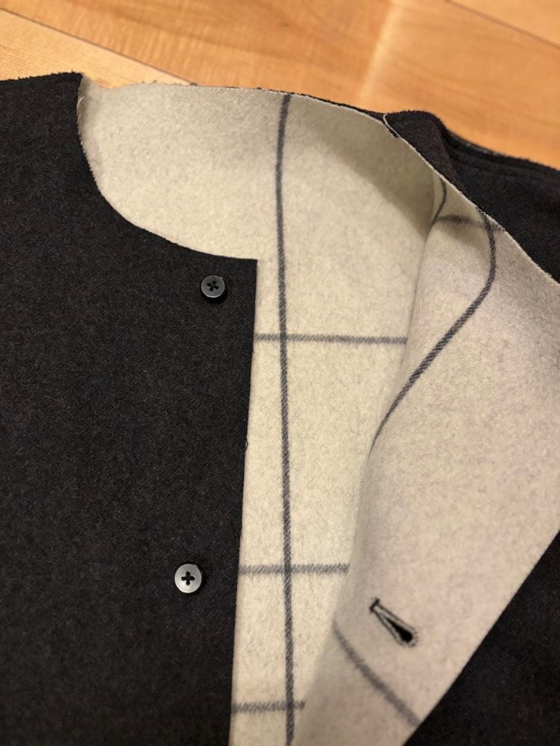 極美品 ETHOSENS エトセンス　ウールメルトン ジャケット　ダークグレー